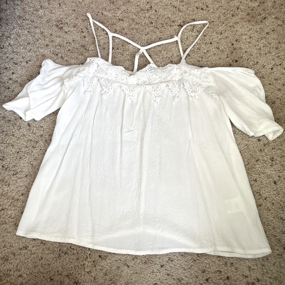 Charlotte Russe Off the Shoulder Gauzy Shirt - Picture 1 of 4